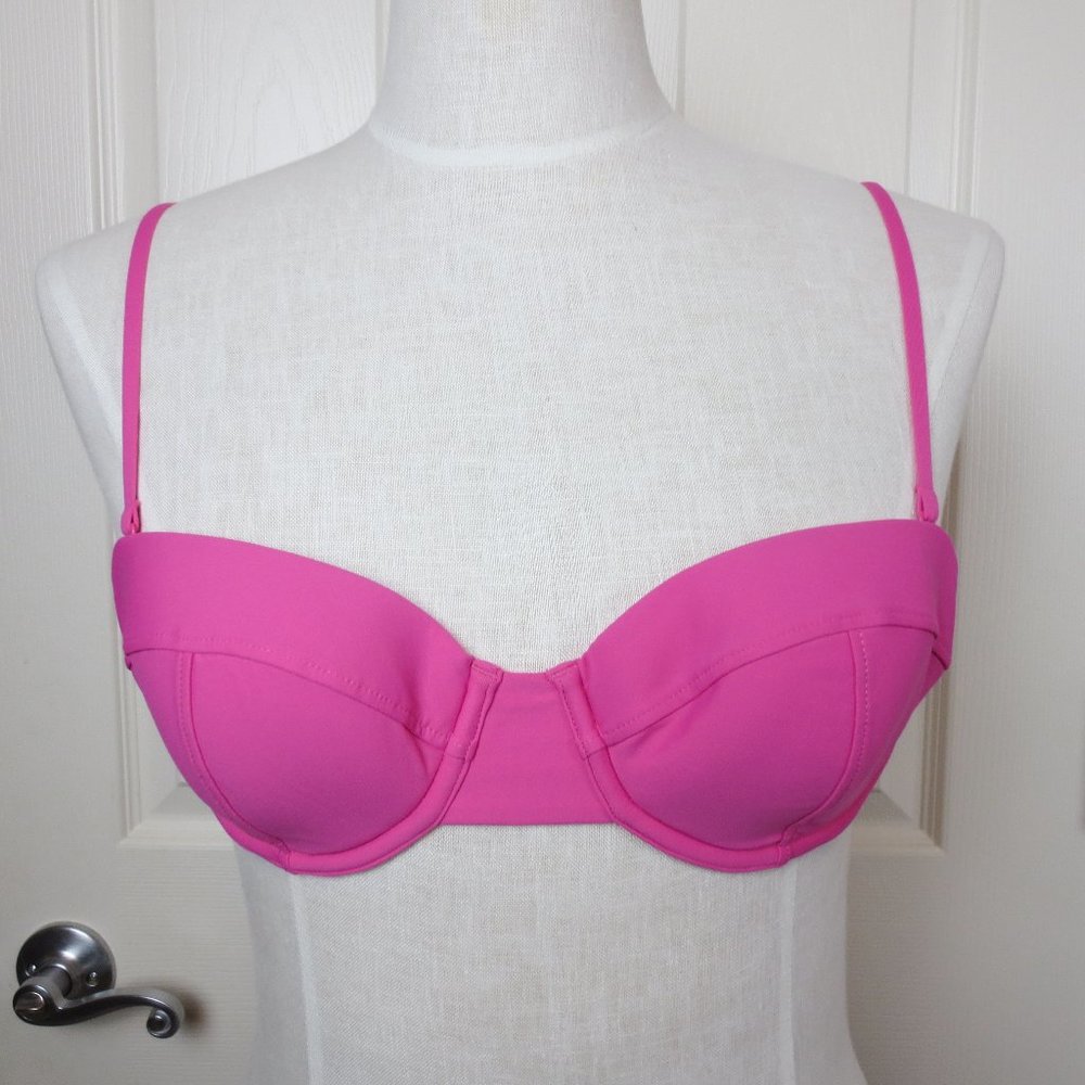 J. Crew Swimming Top Size 36A Underwire Padded Bra Pink NEW